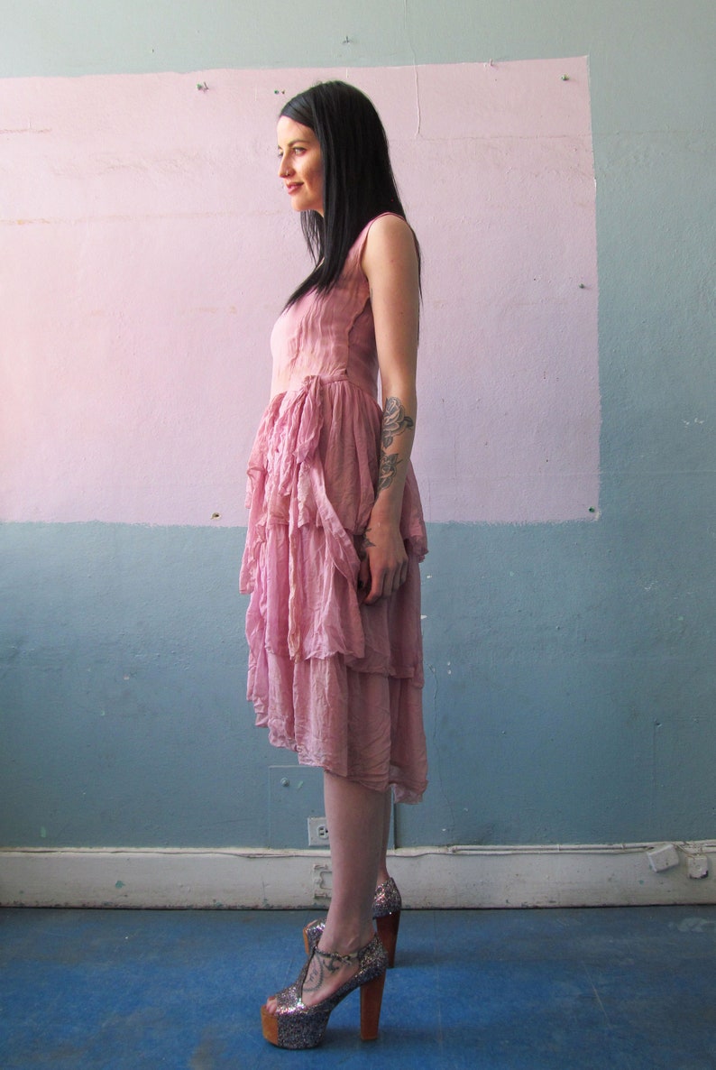 Vtg 20s 30s Lavender Ruffles Dress image 3