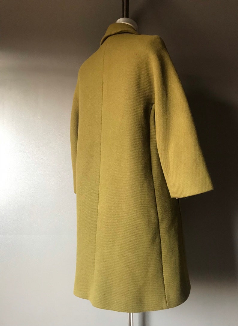 Vtg 60s Mod Olive Wool Coat image 5