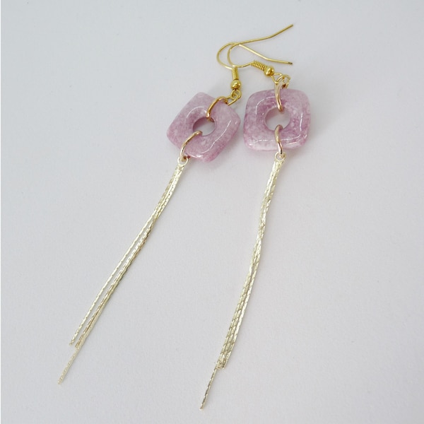 Boucles d'oreilles longues rozen en dorées perle pompon de chaînes hangers bijoux donut pour femme fille