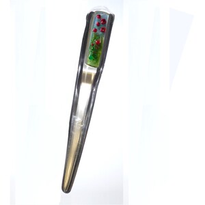 Coupe-papier en verre fusioné ouvre lettre déco coquelicots fusion fait main