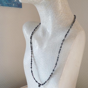 Collier long de perles onyx noir marron gris Bijoux pour homme femme