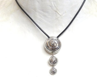 sterling silver 925 rhodium necklace 3 half sphere gradient spiral elegant pendant wedding women gift on etsy unique jewelry creation