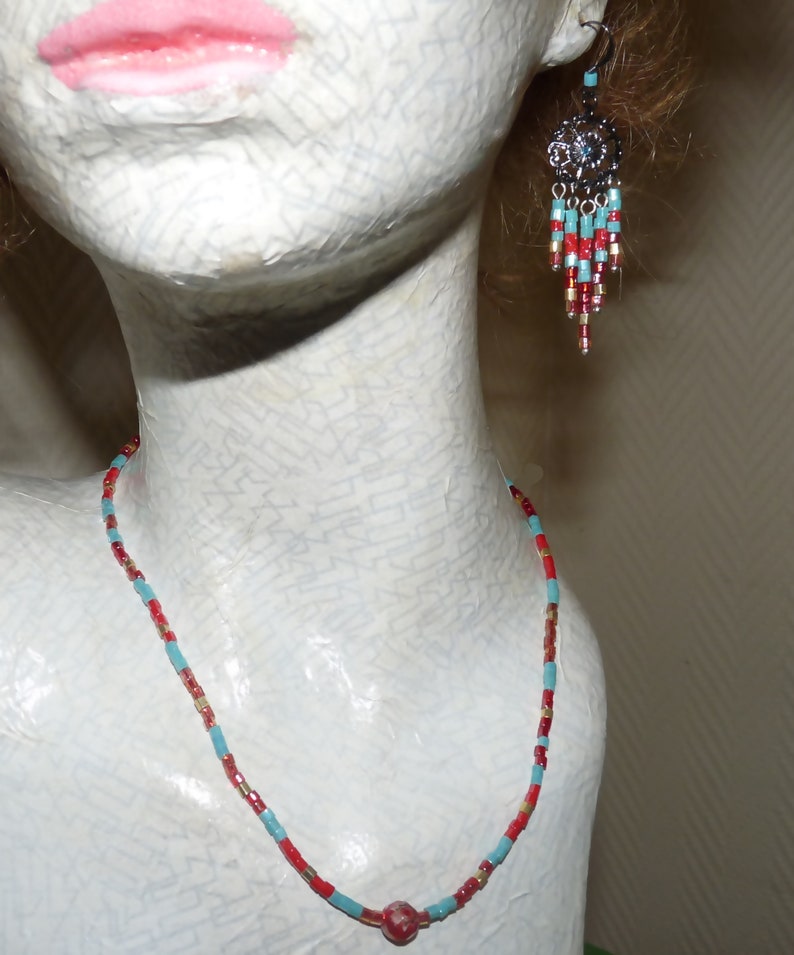 necklace with matching dangle earrings tiny glass beaded boheme crystal jewelry gold green white sets parure for girl women