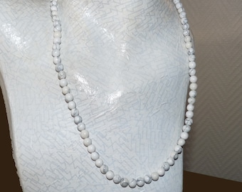 white howlite necklace gemstone beaded jewelry for men women on etsy