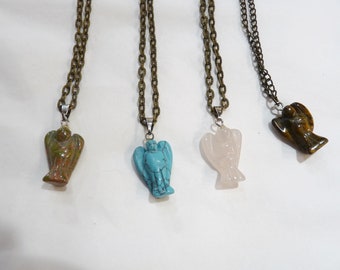engel hanger ketting engel edelsteen turquoise oog van tijger rozenkwarts unakite voor mannen vrouwen op etsy