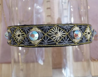Ras de cou noir collier choker brodé de strass en cristal bijoux femme sur etsy