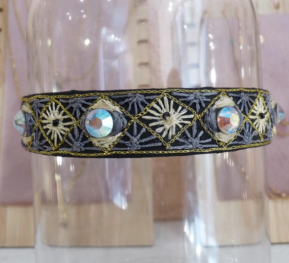 Ras de cou noir collier choker brodé de strass en cristal bijoux femme sur etsy