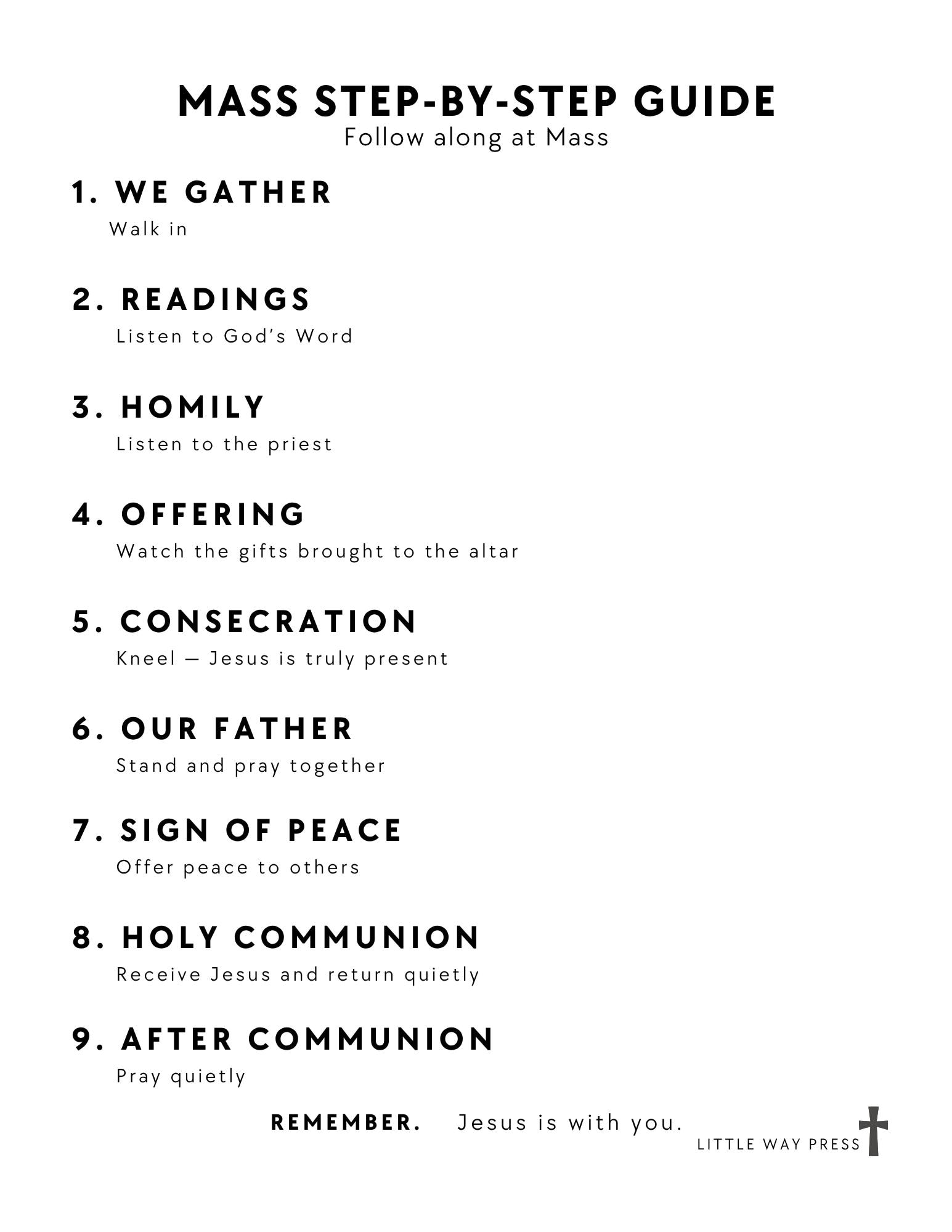 Teach Catholic Mass to Kids Printable PDF, Parts of the Mass Explained ...