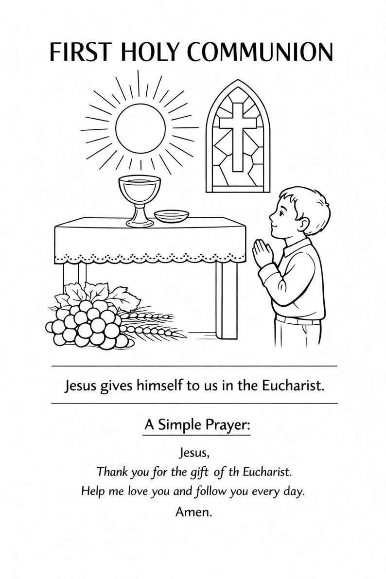 First Communion Prep Printable Catholic Kids Ages 5-7, Eucharist ...