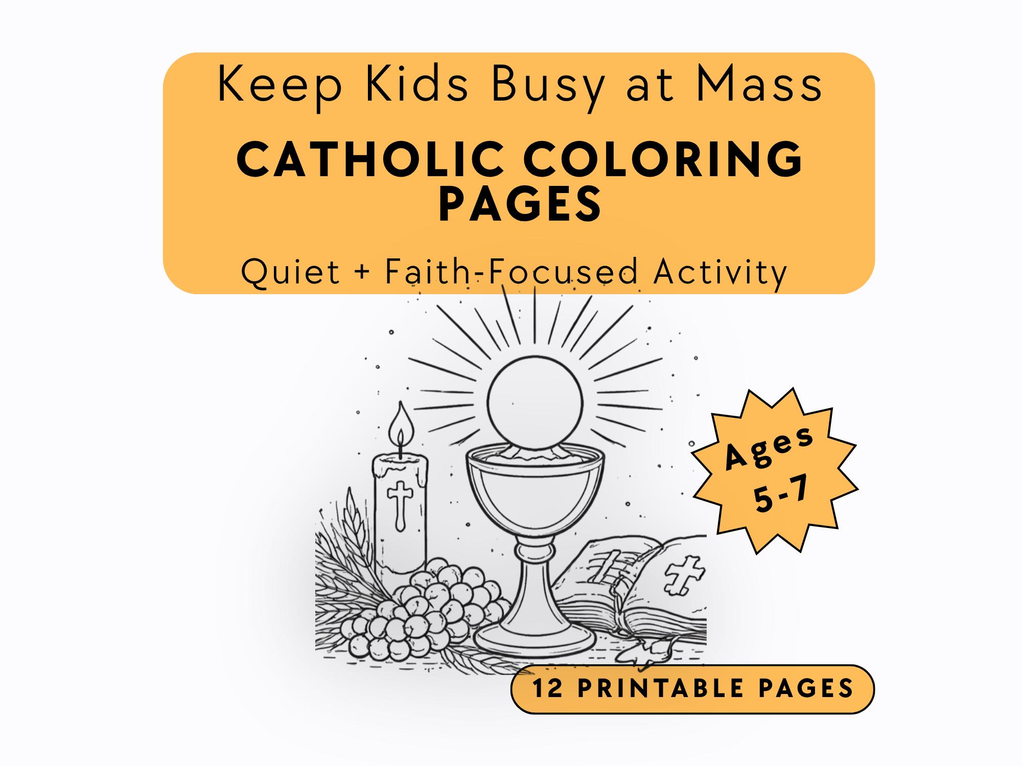 First Holy Communion Coloring Book Kids Ages 5-7 Catholic Printable ...