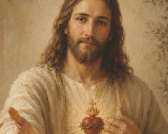Sacred Heart of Jesus Canvas Wall Art | Catholic Christian Canvas | Religious Wall Decor | Ready to Hang Artwork | Prayer Corner Decor| Gift