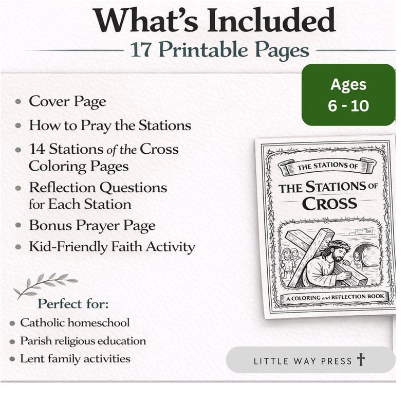 Stations of the Cross Coloring Book Kids, Catholic Lent Activity ...