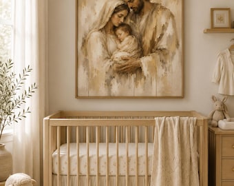 Holy Family Gift, Catholic Gift for Mom, Christian Baby Shower Gift, Religious Family Wall Art Print
