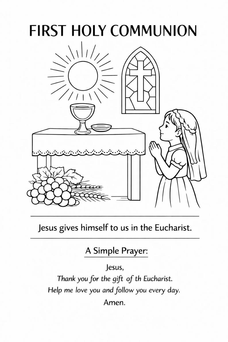First Communion Prep Printable Catholic Kids Ages 5-7, Eucharist ...