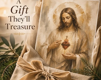Sacred Heart of Jesus Gift, Catholic Housewarming Gift, Christian Wedding Gift, Faith Inspired Wall Art Print