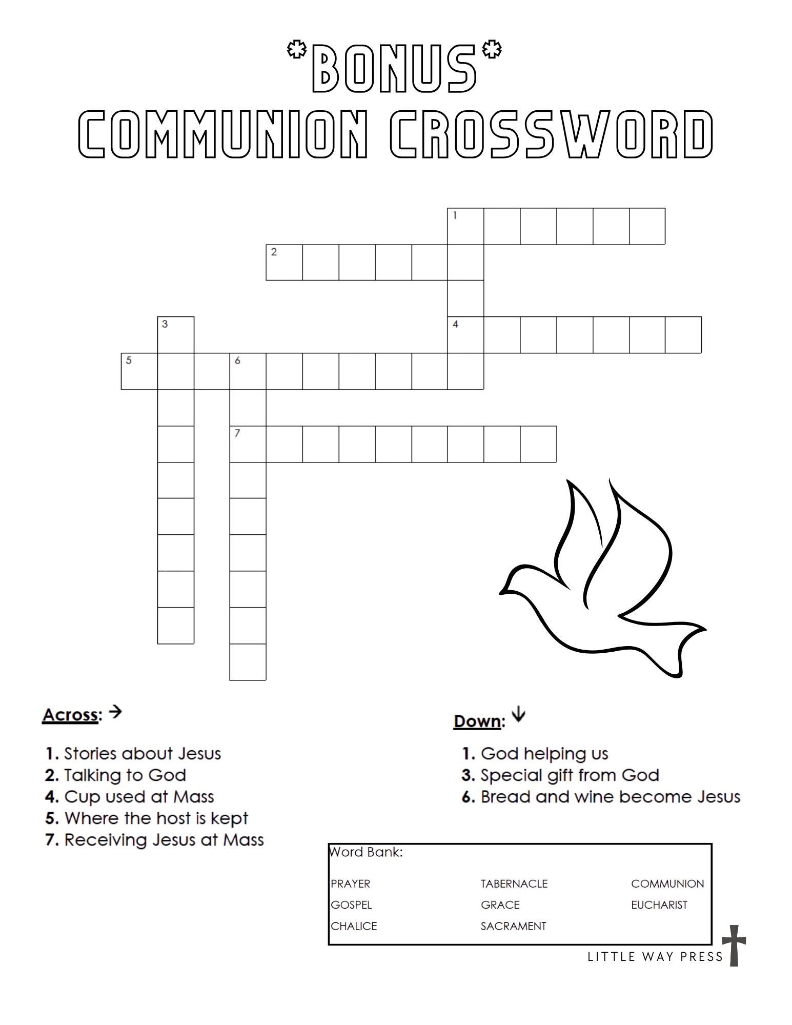Catholic First Communion Word Search Printable PDF Kids 7-10, Religious ...