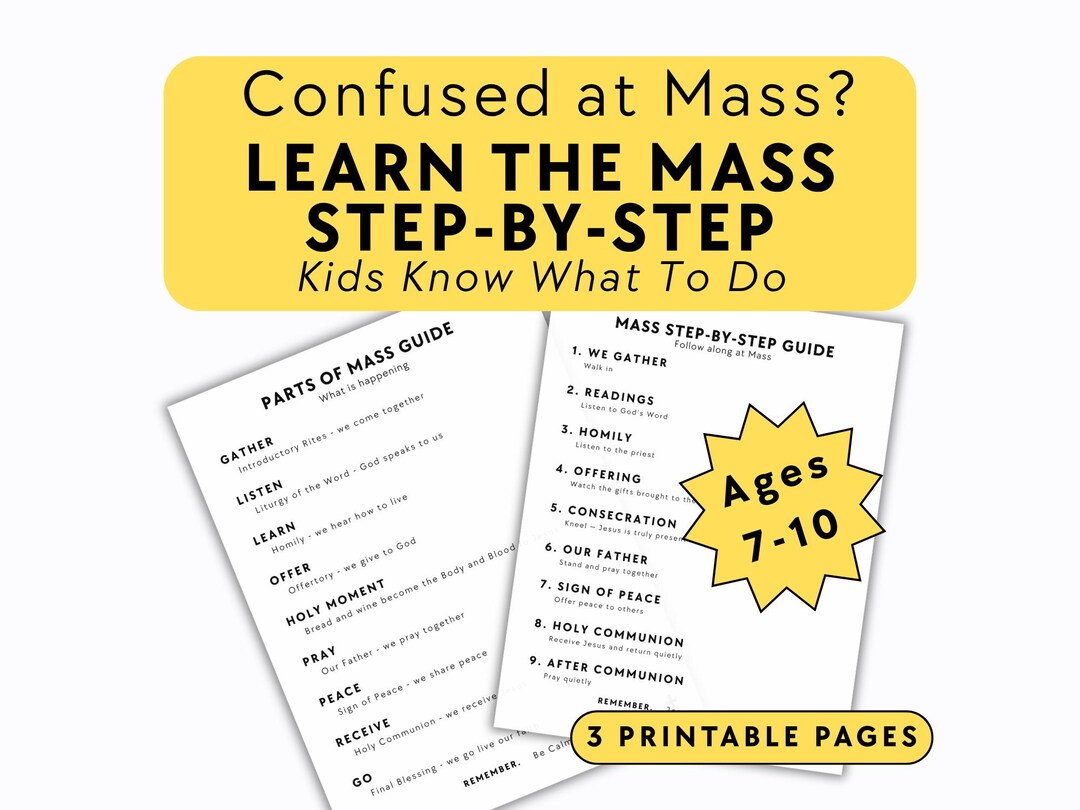 Teach Catholic Mass to Kids Printable PDF, Parts of the Mass Explained ...