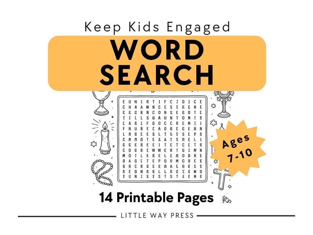 Catholic Quiet Mass Activity Printable Kids 7-10 First Communion Word ...