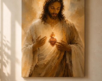 Heiliges Herz von Jesus druckbare Wandkunst, katholische Wandkunst Download, christliches druckbares Dekor, neutrales religiöses Kunstwerk, sofort digital