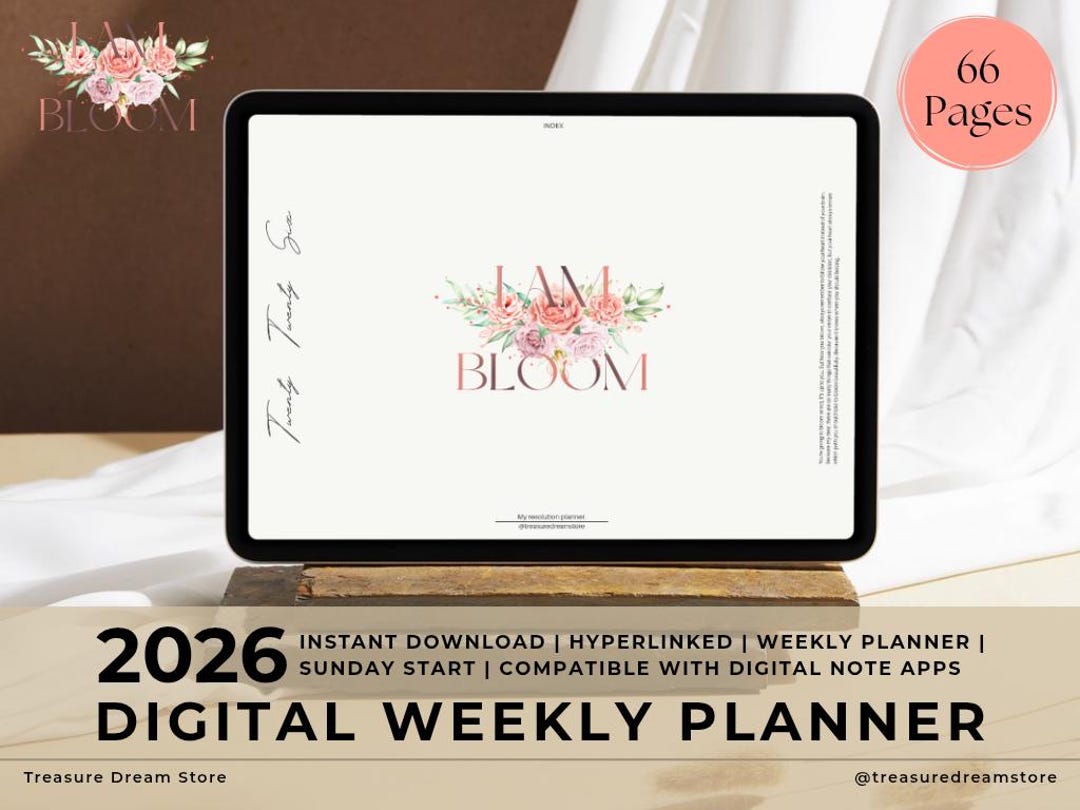 2026 Digital Weekly Planner | 66 Pages Modern Minimalist Hyperlinked ...