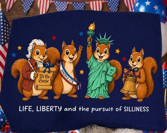 Life Liberty Squirrel PNG, Funny Patriotic 4th of July Clipart, America 1776 Statue of Liberty Digital Download for Shirts and Crafts