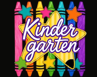PNG de jardín de infancia, lindo diseño de sublimación de crayones y lápices, gráfico para camiseta de aula de maestra, descarga digital de regreso a clases, archivo de manualidades