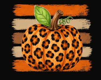 Calabaza leopardo PNG, imágenes prediseñadas con estampado animal de otoño, sublimación de calabaza guepardo, diseño de camiseta de otoño, archivo de descarga digital de Acción de Gracias