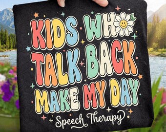 Niños que responden me alegran el día PNG, Terapia del habla PNG, Diseño de sublimación SLP, Gráfico retro para profesores, Archivo de descarga instantánea Clipart