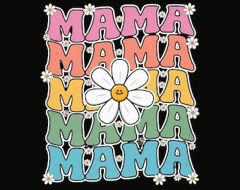 PNG de Mamá Retro, Diseño de Sublimación Floral de Margarita Genial, Gráfico Colorido para Camiseta de Mamá, Regalo para el Día de la Madre, Descarga Digital Instantánea, Archivo para Manualidades