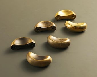 Unpainted solid brass cabinet door knob/Semicircular drawer handle/Unique Knobs / brass pulls unlacquered