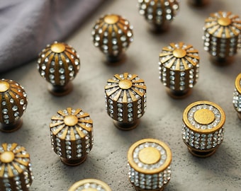 Luxury Vintage Crystal-Studded Knob/Modern Minimalist European Wardrobe Knobs/Dressing table cabinet wine cabinet drawer handles
