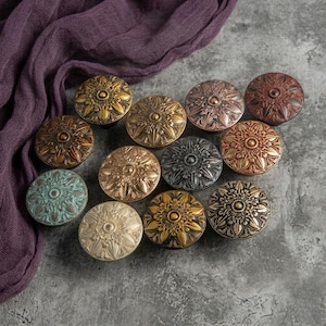 Knoppen met 12 kleurenpatroon/meubelknoppen met bloemen/retro antieke bronzen knoppen/ouderwetse dressoirtrekker/handgreep keukenkast