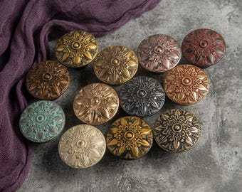 Pomelli con motivi a 12 colori/Maniglie per mobili floreali/Pomelli in bronzo anticato in stile retrò/Maniglia per cassettiera vecchio stile/Maniglia per mobile da cucina/comò