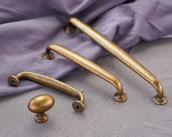 Tiradores de armario retro/tiradores de armario de cocina/tiradores de armario de latón vintage minimalistas/perillas ovaladas/perillas y tiradores de armario vintage