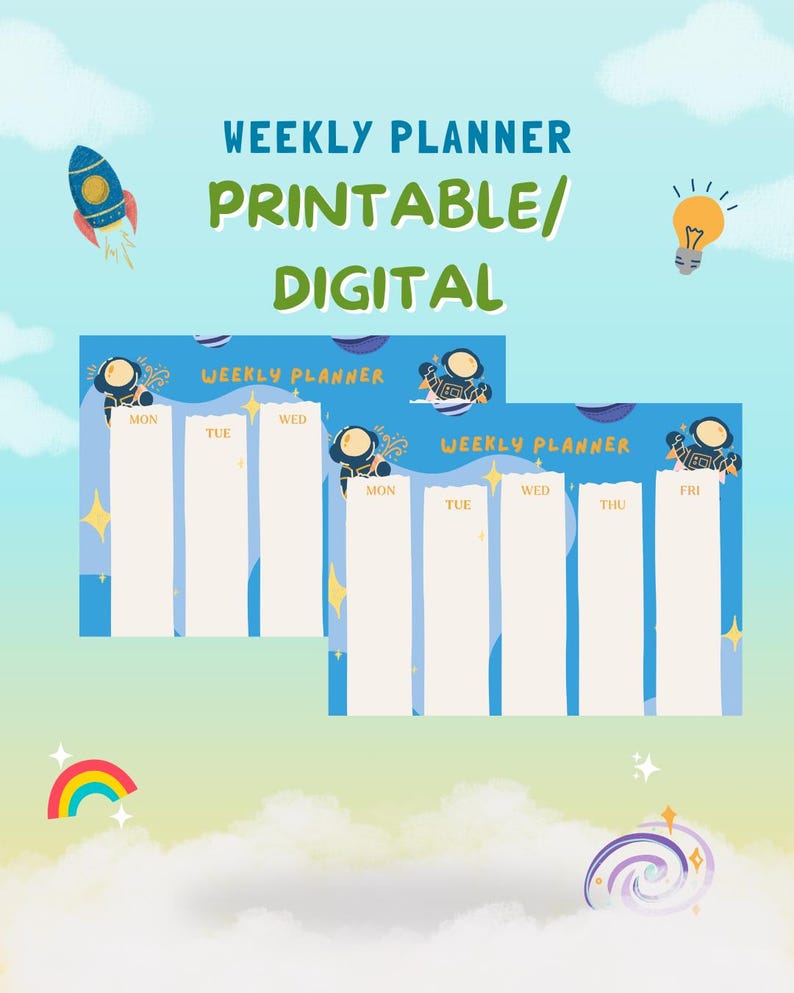Kids Weekly Planner Printable A4, Schedule, Instant Digital Download - Etsy