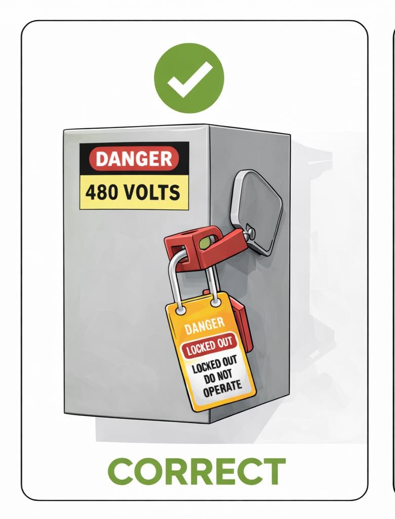 Lockout Tagout Visual Reference – Electrical Disconnect on Vs off ...