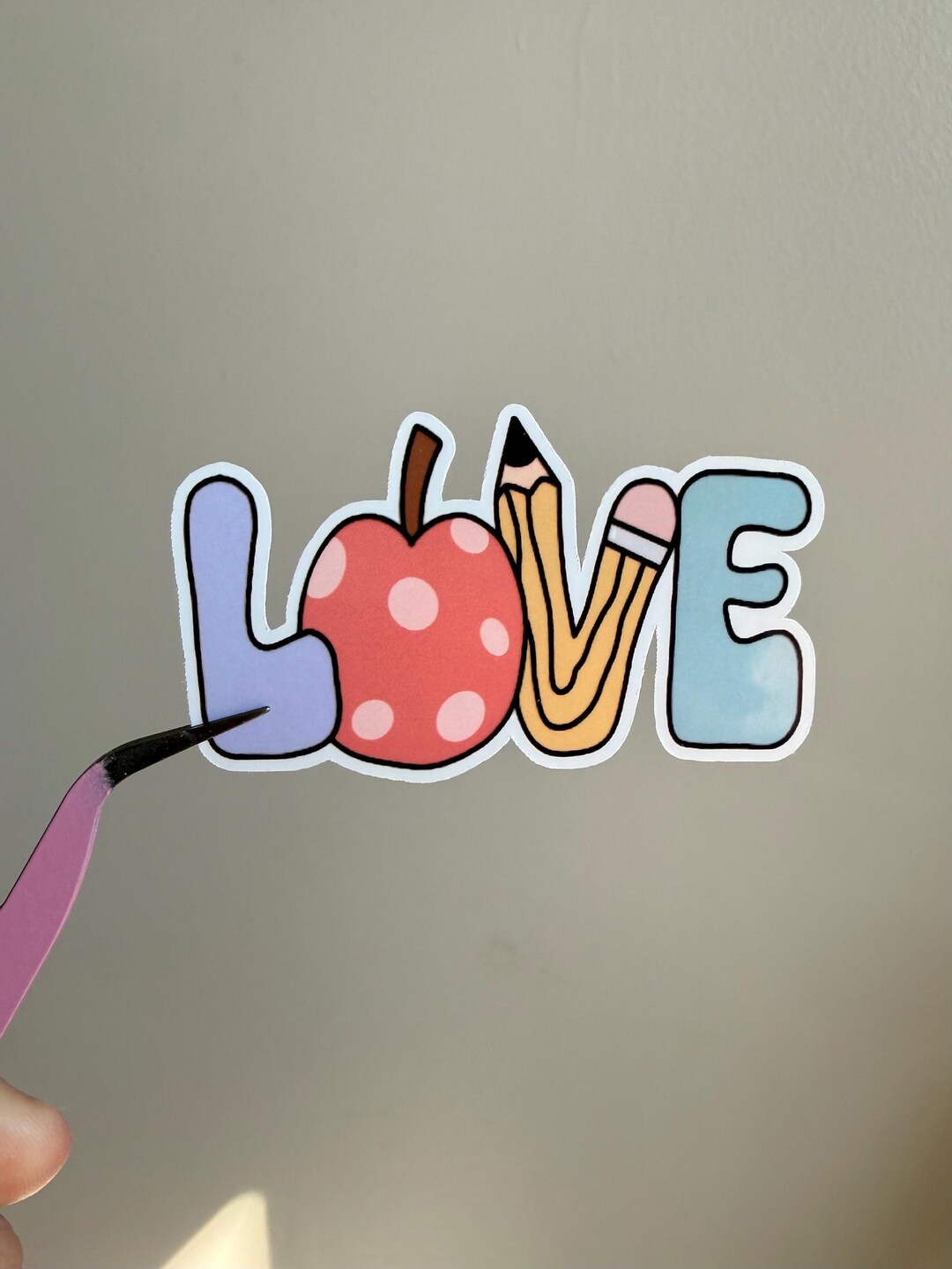 LOVE Teacher Sticker | Cute School Sticker | Teacher Gift | Apple ...