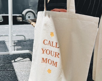 Call Your Mom 17" Cotton Canvas Tote with Gusset