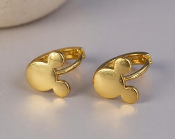 Aro de cartílago de ratón chapado en oro de 14 quilates, joyería delicada con forma de animal, regalo minimalista.