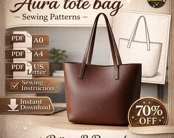Aura Tote Bag Sewing Pattern PDF | Tote Bag Pattern | Easy Tote Bag | Digital Download | A0 A4 US Letter