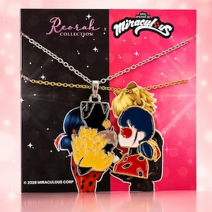 Miraculous Officially Licensed, Miraculous Ladybug and Cat Noir Couple Necklace image 1