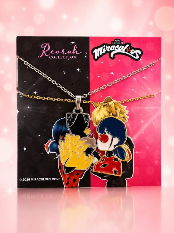 Miraculous Officially Licensed, Miraculous Ladybug and Cat Noir Couple Necklace