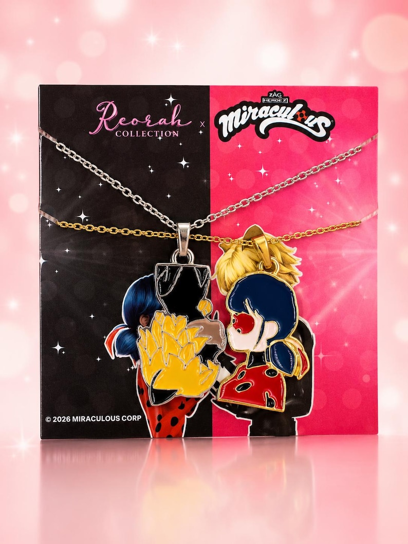 Miraculous Officially Licensed, Miraculous Ladybug and Cat Noir Couple Necklace image 1