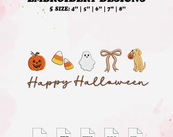 Happy Halloween Embroidery Design, Spooky Season Pumpkin Embroidery File, 5 Size.