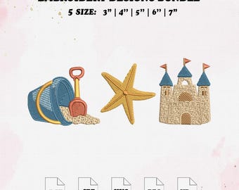 Summer Embroidery Design, Ocean Embroidery File, 5 Size, Instant Download.