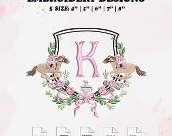 Horse Frame Embroidery Design, Monogram Embroidery File, 5 Size, Instant Download.
