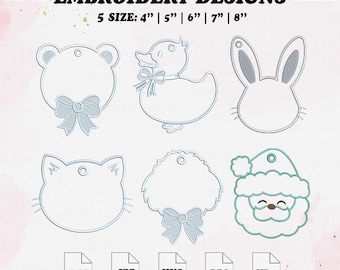 Tag Applique Embroidery File, In The Hoop Embroidery Design, 5 Size, Instant Download.