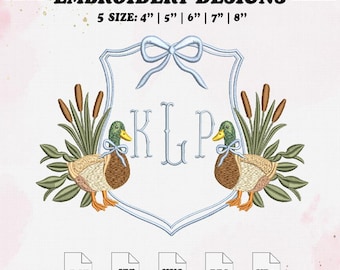 Mallard Duck Crest Embroidery Design, Newborn Frame Embroidery, 5 Size, Instant Download.