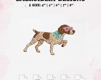 German Shorthaired Pointer Embroidery Design, Dog Embroidery Files, Pet Embroidery, 5 Size.