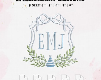Birthday Frames Embroidery Design, Monogram Wreath Embroidery File, 5 Size, Instant Download.